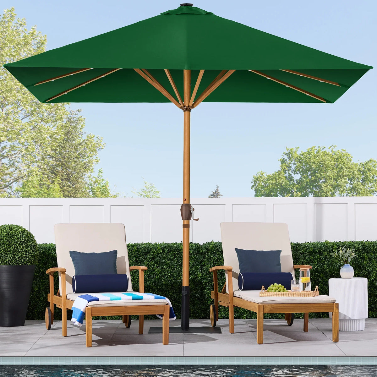Best Choice Products 9ft Deep Square Solar LED Lighted Patio Umbrella w/ Woodgrain Pattern, UV-Resistant - Black
