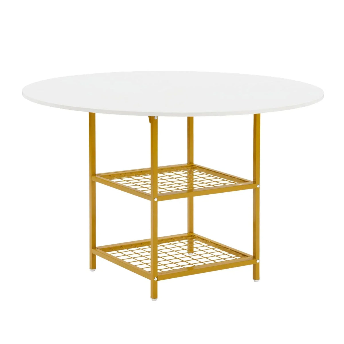 EROMMY Round Dining Table for 4, Wood Kitchen Table with Storage Shelves, Farmhouse Dinner Table for Home Dining Room Kitchen Living Room, Black Rustic Brown(Only Table)