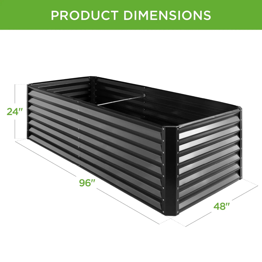 Best Choice Products 8x4x2ft Outdoor Metal Raised Garden Bed, Planter Box for Vegetables, Flowers, Herbs - Gray
