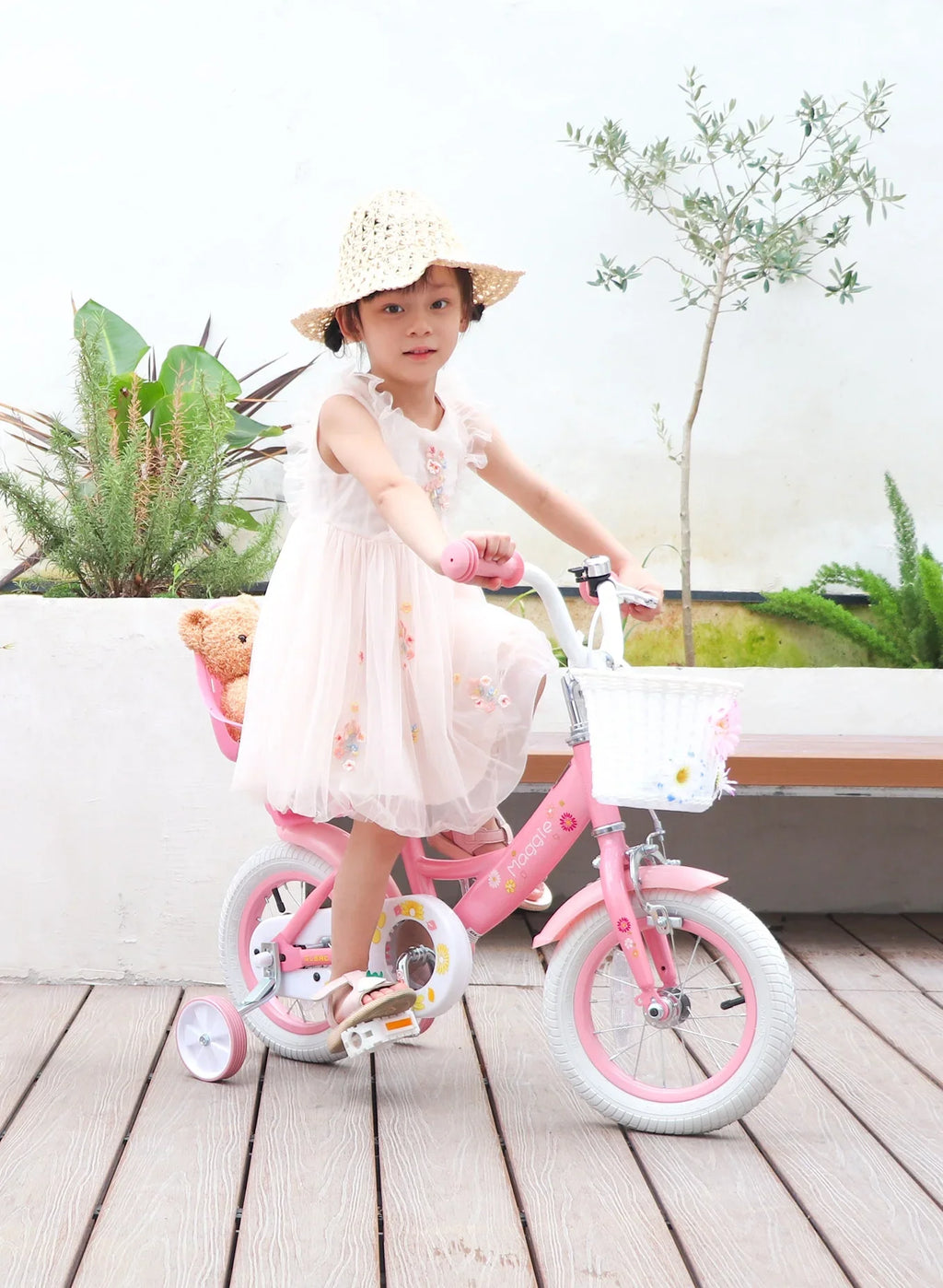 Glerc Maggie 12 inch Kids Girls Bike for Ages 2-4 Years Child, Peach