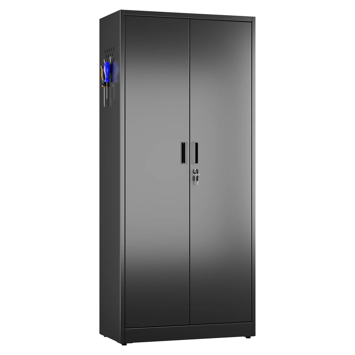 GAEANET 2 Door Metal Storage Cabinet with 5 Adjustable Shelves &Pegboard, 71" H"32" W"16" D Locking Steel Garage Cabinet, for Garage,Office,Home,Gym,School, File Cabinet,Assembly Required, Black