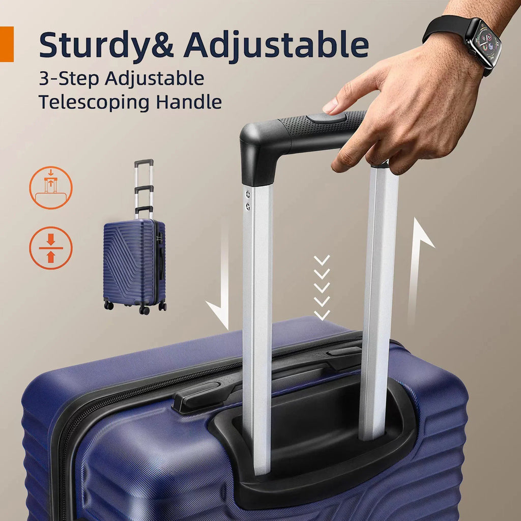 SUGIFT 3 Piece Luggage Sets, 20/24/28 inch Suitcase Sets with Spinner Wheels, Hardside Luggage Set, Dark Black