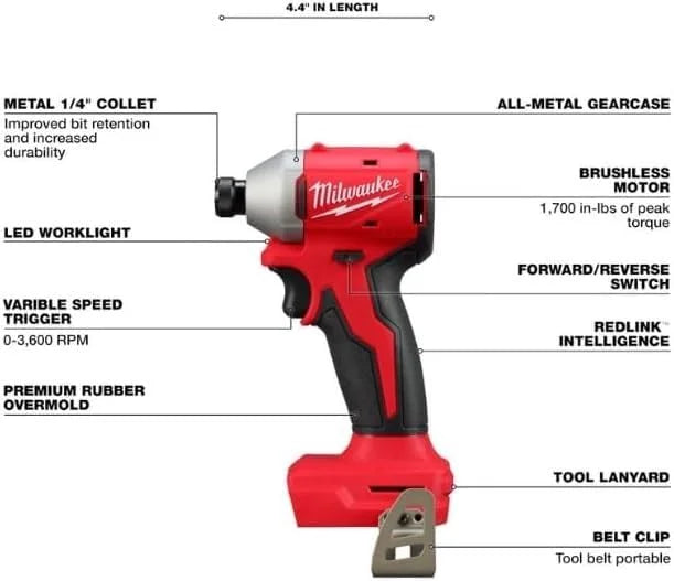 Milwaukee Tool M18&trade; Compact Brushless 1/4" Hex Impact Driver