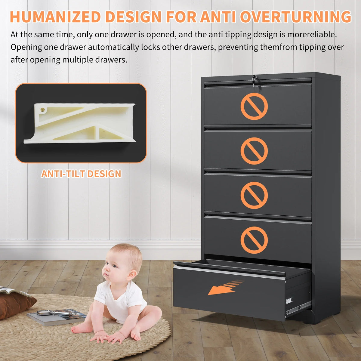 Daatumm 2-Drawer Vertical File Cabinet with Lock, Steel Metal Office & Home Storage for A4/Letter/Legal Size Documents