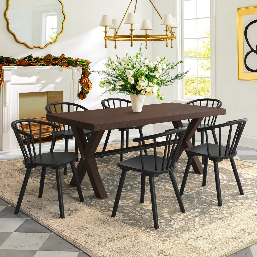 Dycanpo Dining Chairs Set of 4, Black Kitchen/Dining Room Wooden Chairs with Mid Century Modern,18''