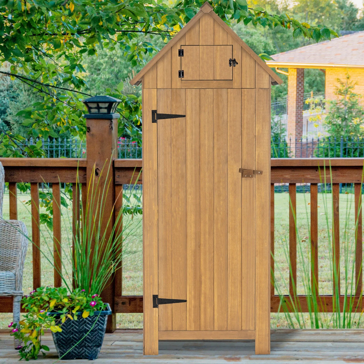 MCombo 2.52 x 1.77 ft. Metal and Wood Storage Shed, Natural
