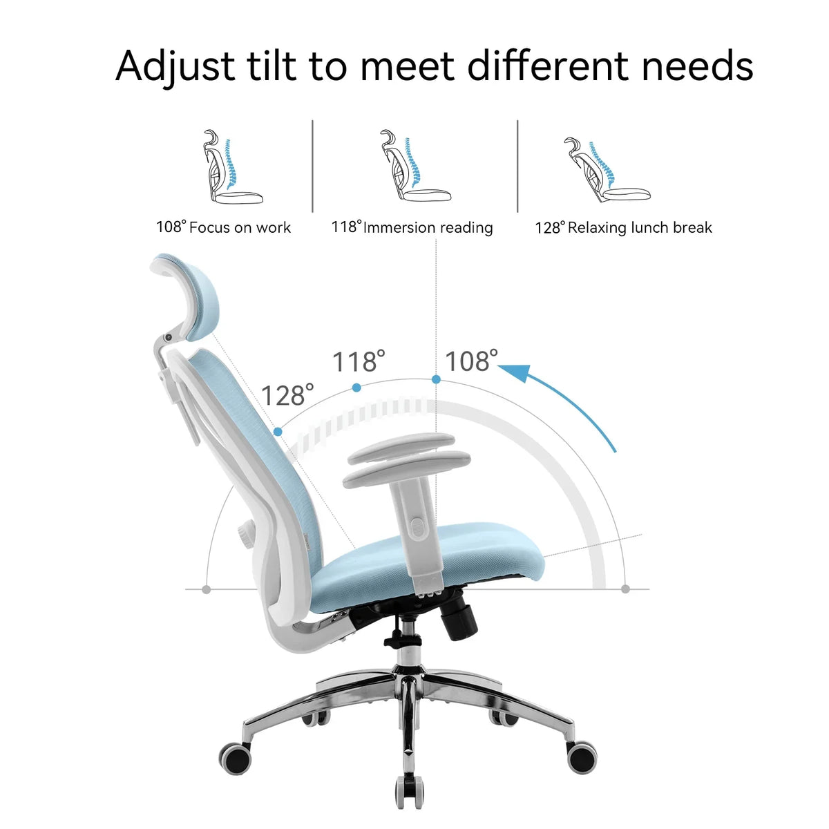 SIHOO M18 Mesh Ergonomic Office Chair with Adjustable Lumbar Support, High Back, Black