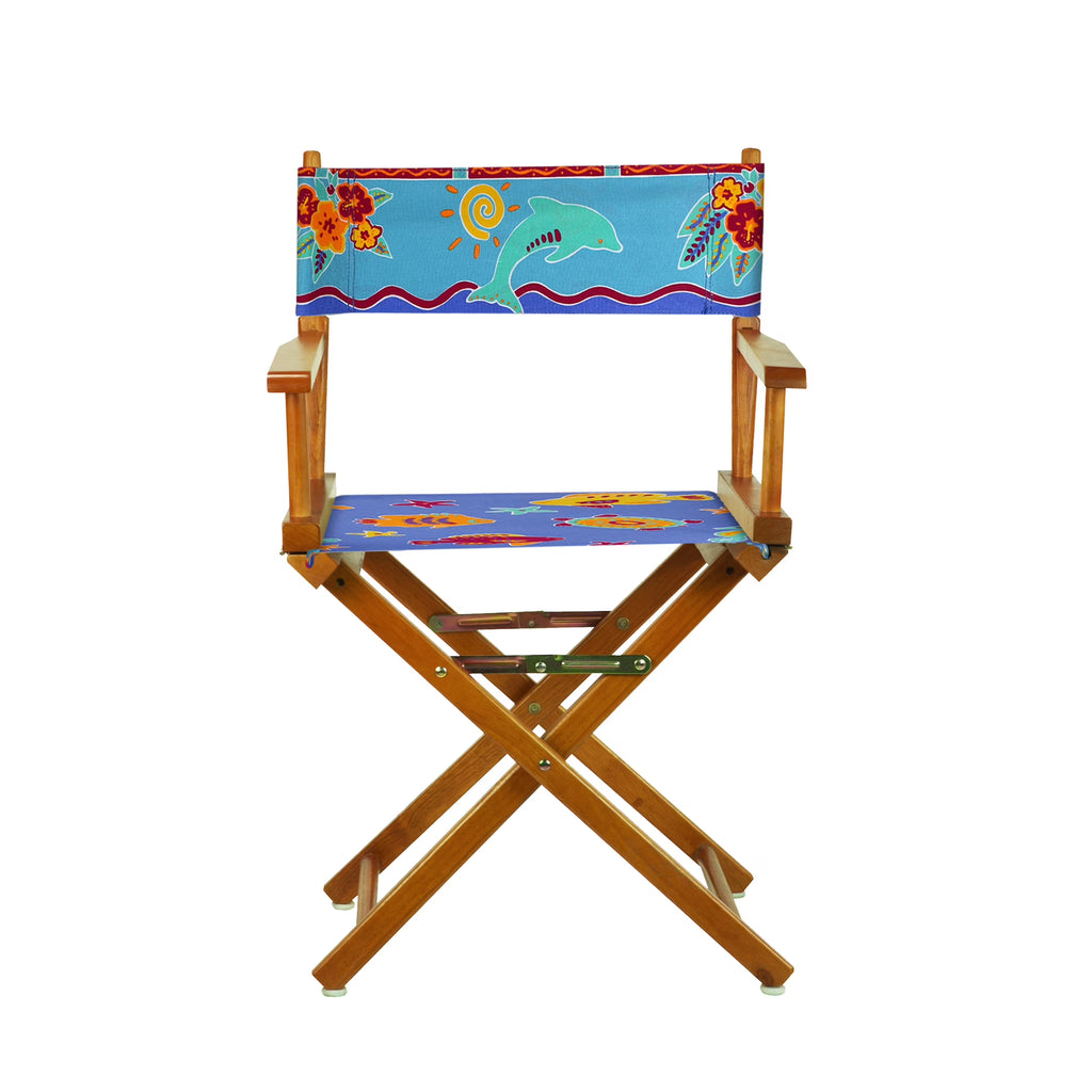 18" Director's Chair Honey Oak Frame-Tropical Sea