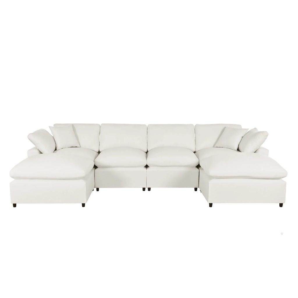 Harper & Bright Designs Convertible Modular Sectional Sofa with 2 Removable Ottomans & Pillows, Large U Shape Cloud Couch with Reversible Chaise for Living Room, Grey