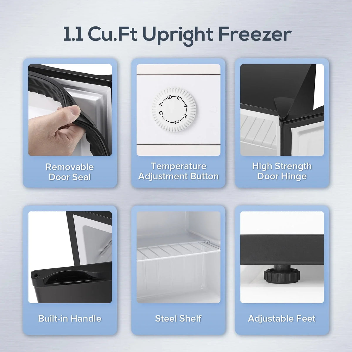 KNDKO Upright Freezer, 1.2cu.ft Mini Freezer with Adjustable Thermostat & Removable Shelves, Stand Up Freezer for Home/Office/Dorm, White