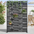 MAYEERTY 72" 47in Outdoor Privacy Screen with Stand Metal Balcony Decorative Screen, Black