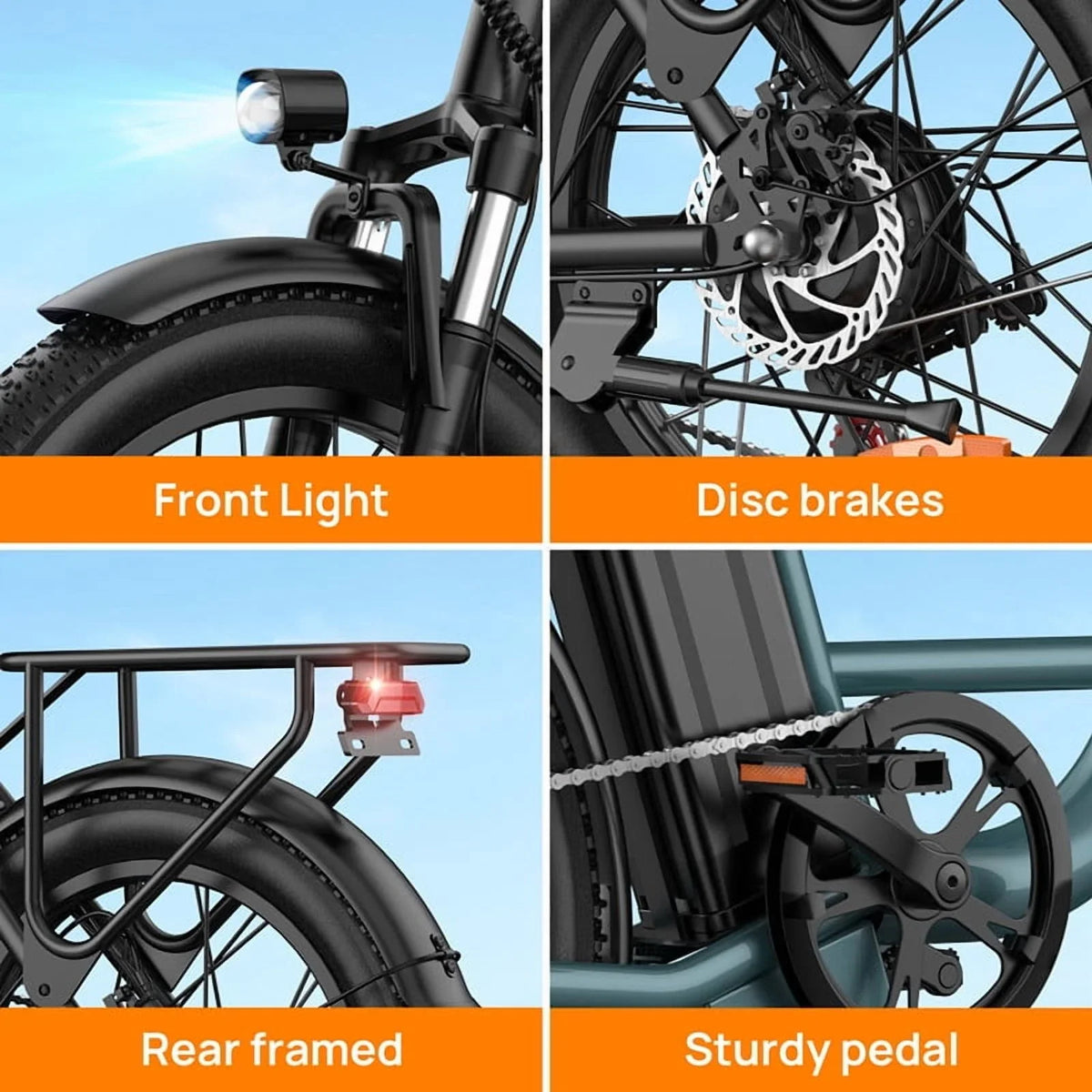 Electric Bike for Adults, 745W Peak Motor Ebike, 48V 13Ah Removable Battery, 20MPH,80 Miles Max, 20" Fat Tire Electric Bicycle with Colorful Display, All-Terrain E-Bike for Adults and Teens