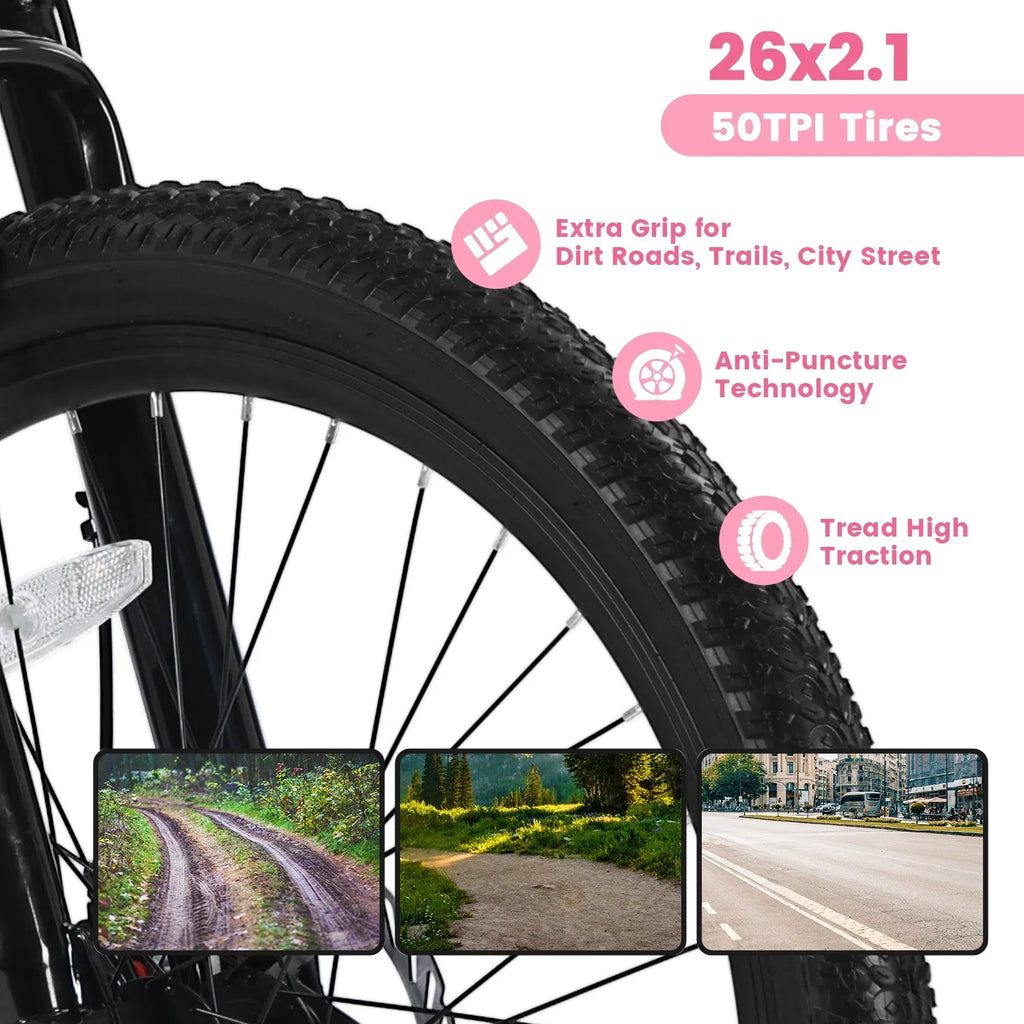 Ecarpat 26 Inch Mountain Bike Adults Womens Mountain Bicycles with Dual Disc Brakes Shimano 21-Speed Full Suspension MTB Bicycles for Outdoor Commuting Exercise, Multi Colors