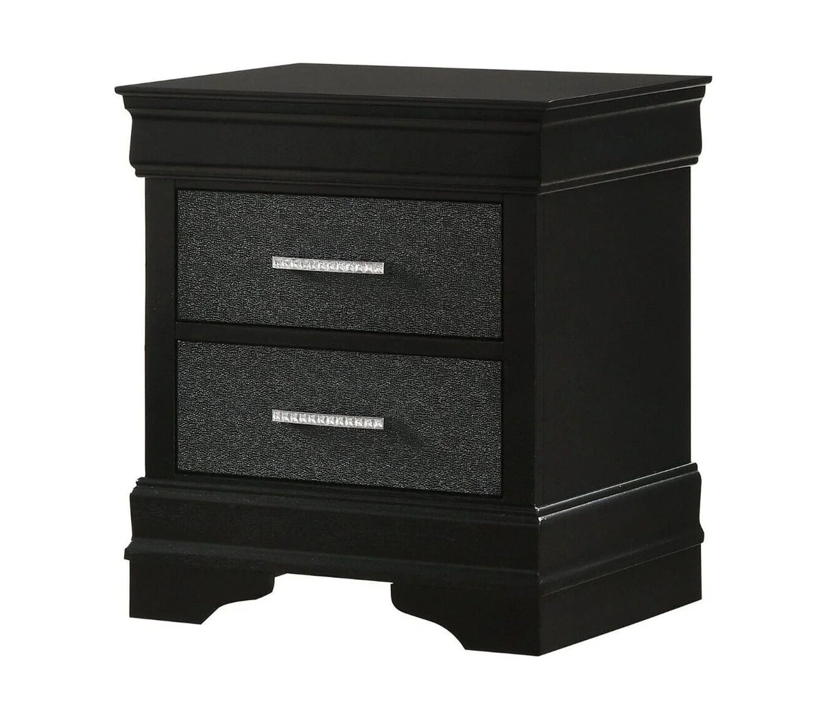 Modern 5pc Full Size Black Finish Upholstered Bed Set Solid Wood Storage Wooden Bedroom Furniture