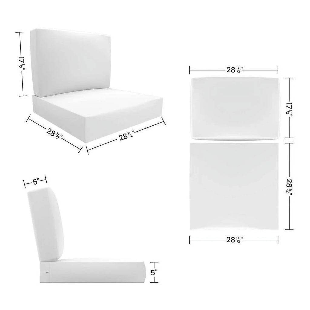 Covers&All Outdoor Sunbrella Deep Seat Cushion Set, Water, UV & Fade Resistant Patio Chair Cushions, High-Density 5" Thick Seat & Back Cushions for Outdoor Furniture