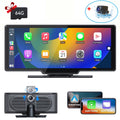 10.26" Wireless Apple Carplay Screen with Android Auto, 4K Dash Cam, Backup Camera, Bluetooth, GPS, Voice Control