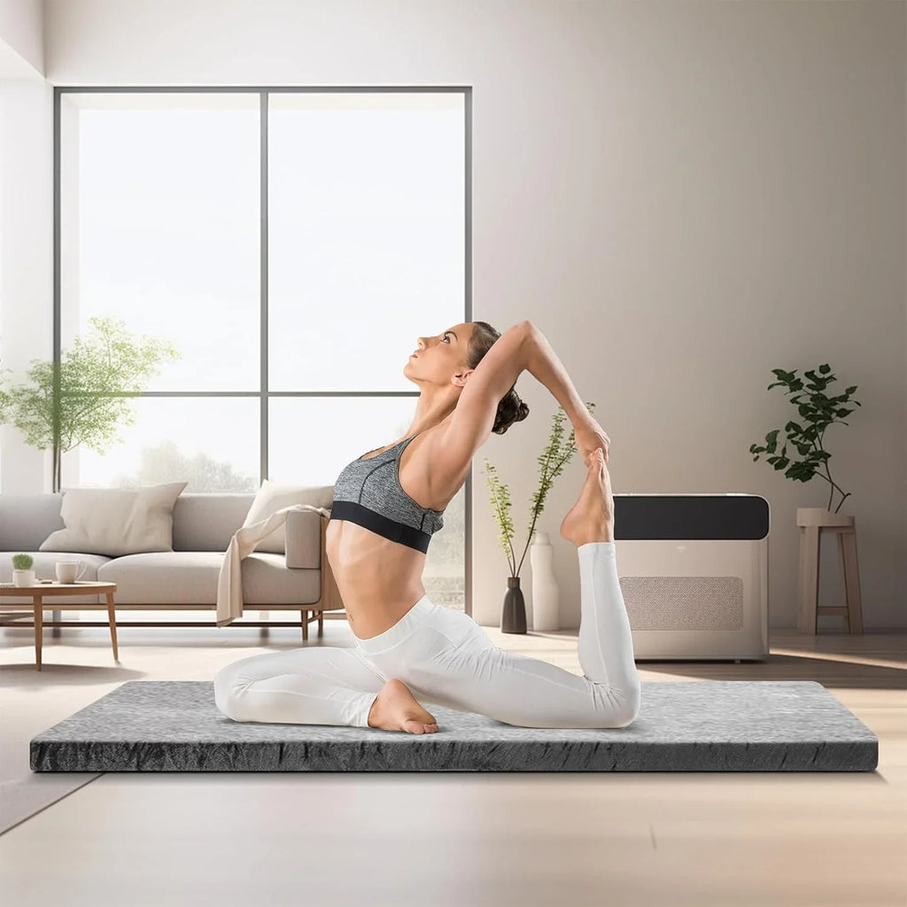 MarketLane Memory Foam Sleeping Pad, Roll Up Floor Mattress with Carry Bag, Non-Slip Bottom, Guest Floor Folding Bed for Sleepover, Portable Camping Mattress for Indoor Outdoor Travel Cot Tent，Grey