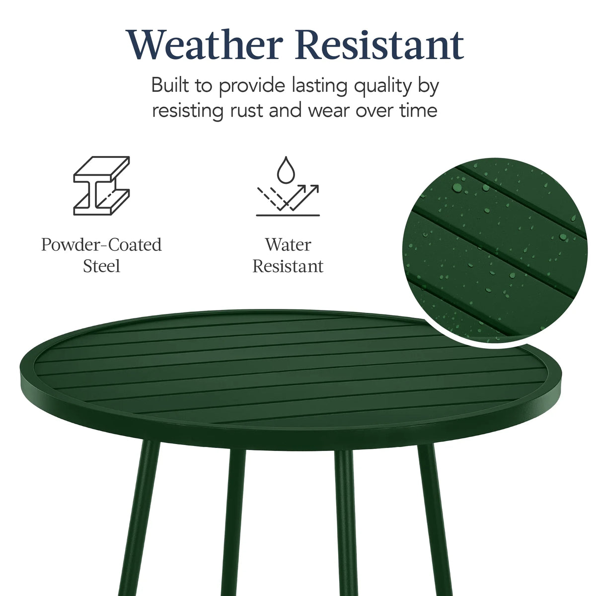 Best Choice Products 3-Piece Steel Patio Bar Height Round Bistro Set w/ Backless Stools, Slatted Design - Black
