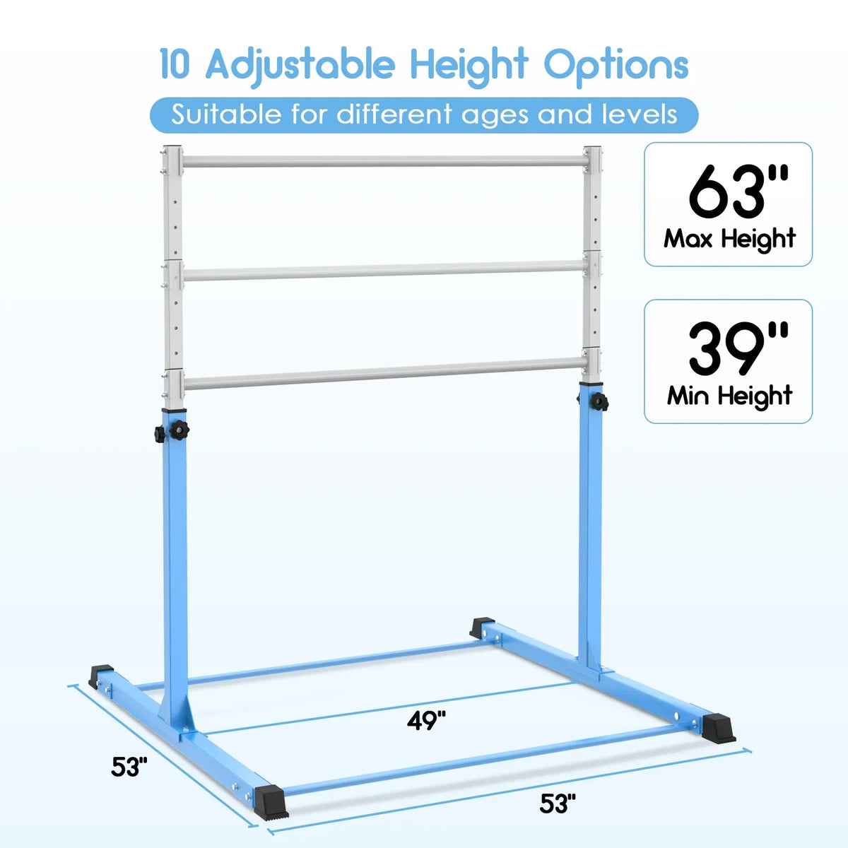 Safly Fun Anti Slip Adjustable Steel Gymnastics Bar, 50 in Width