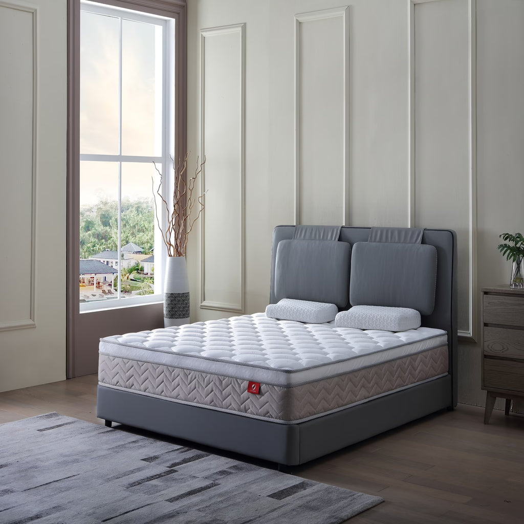 Twin Mattress,Hybrid Innerspring and Memory Foam Mattress in a Box,Medium Firm Support with Cooling Fabric,CertiPUR-US Certified,75"x39"x6",White+Blue