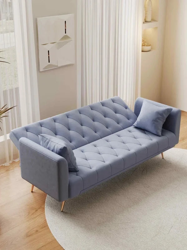 FFH Modern Corduroy Futon Sofa Bed with Adjustable Backrest,Convertible Loveseat Sleeper,Soft Couch with Drop-Down Table and Cup Holder for Living room,Pink