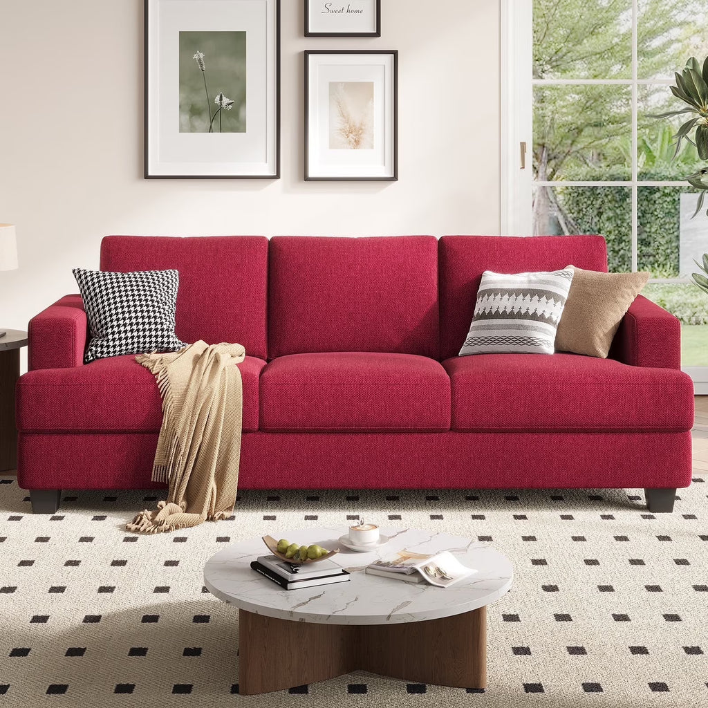 BLAZANT 3 Seater Sofa Oversize, 89" Extra Large Size Sofa Couch with Extra Deep Seats, Modern Loveseat Sofa, Comfortable Fabric, Easy to Install, for Living Room Apartment Lounge, Brown