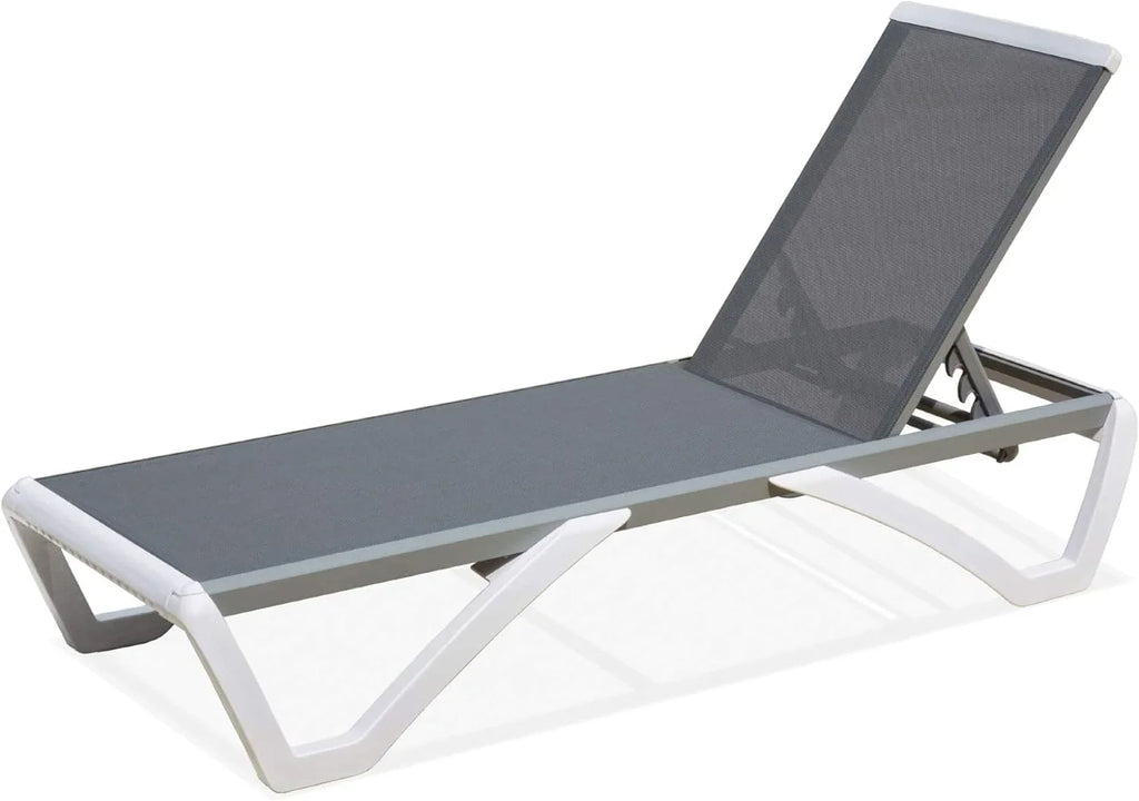 Domi Outdoor Living Chaise Lounge Chair Aluminum Adjustable Pool Lounge Chair"With All-Weather Textilene for Deck, Lawn, Backyard "1 Grey Chair"