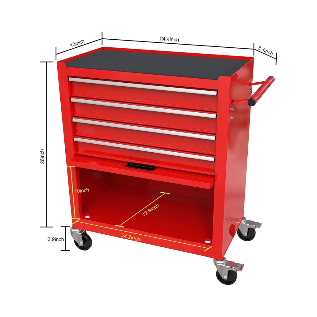 Roromall Rolling Tool Chest Removable Metal Tool Cart Storage Cabinet Tool Set with 4 Wheels Drawers and Tools