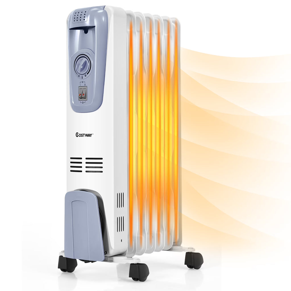 Costway 1500W Electric Oil Filled Radiator Space Heater 7-Fin Thermostat Room Radiant