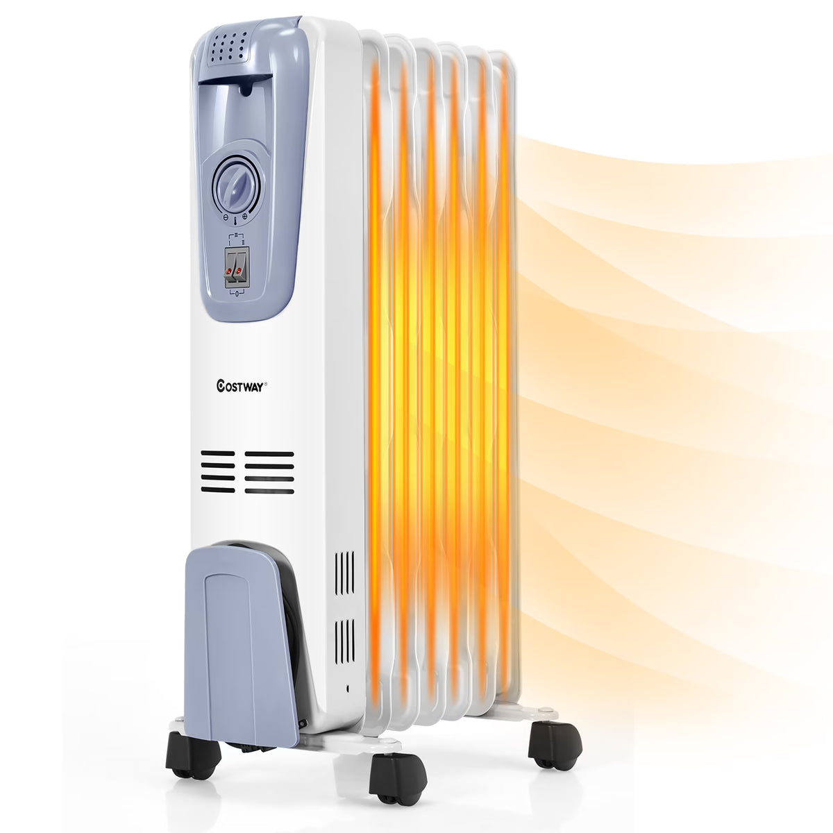 Costway 1500W Electric Oil Filled Radiator Space Heater 7-Fin Thermostat Room Radiant