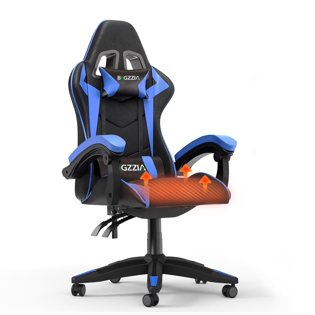 Bigzzia Gaming Chair with Heated Cushion, High Back Video Game Chairs with Pillow and Lumbar Support, Green