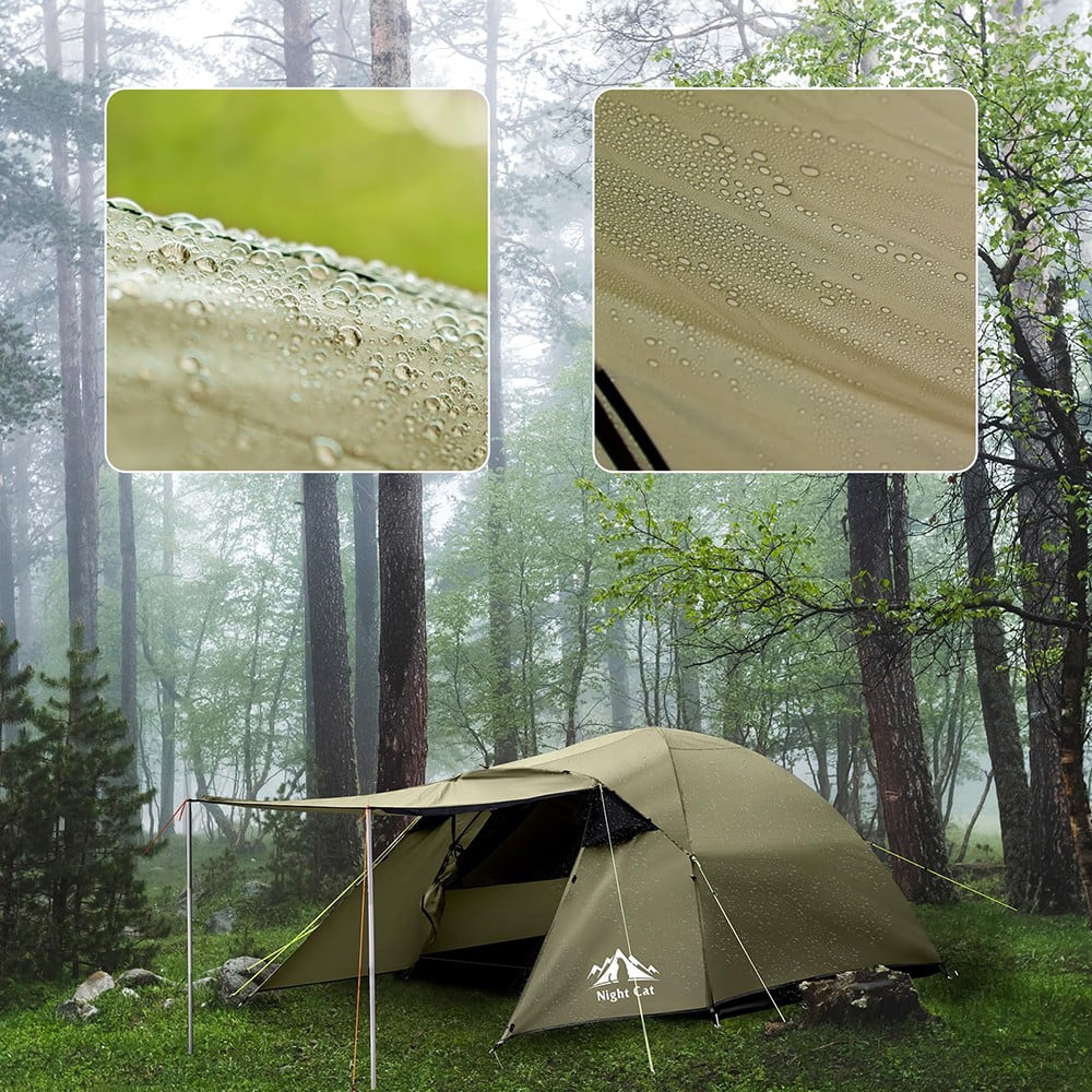 Night Cat Camping Tent 2-3 Man with Porch Family Backpacking Tent Double Layers
