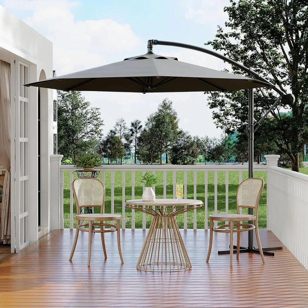 Emorefun Cantilever Umbrella, 10ft Heavy Duty Patio Umbrella with Easy Lift & Tilt Adjustment, Large Outdoor Umbrella for Deck Pool Garden Backyard, Navy Blue