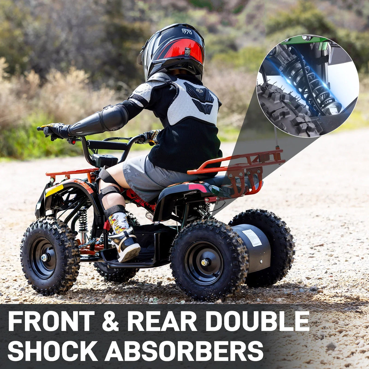 Aoemoe 500W 36V Battery-Powered Ride-On Off-Road 4-Wheeler �C 15 Mile Range, Flame