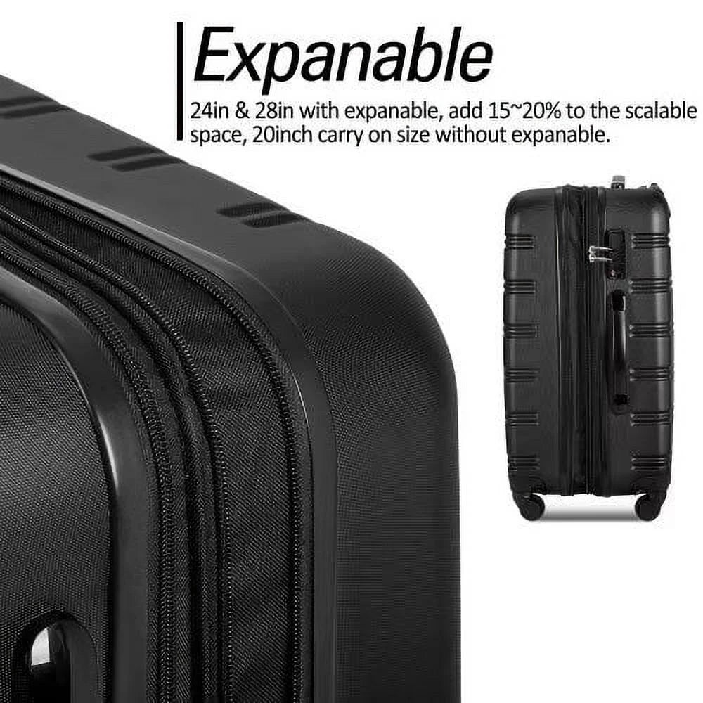 Expandable Suitcase Set of 3 with Double Spinner Wheels, Indestructible PP Material Hard Shell Luggage Sets TSA Lock, Carry on Expandable, Lightweight,20" 24' 28",Pink