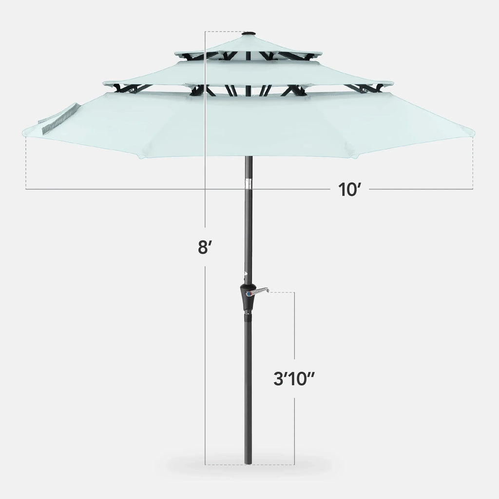 Best Choice Products 10ft 3-Tier Patio Umbrella, Market Sun Shade w/ Tilt Adjustment, Easy Crank - Red