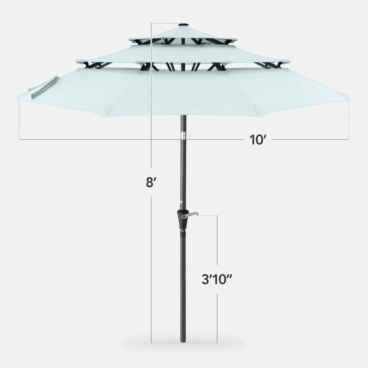Best Choice Products 10ft 3-Tier Patio Umbrella, Market Sun Shade w/ Tilt Adjustment, Easy Crank - Red