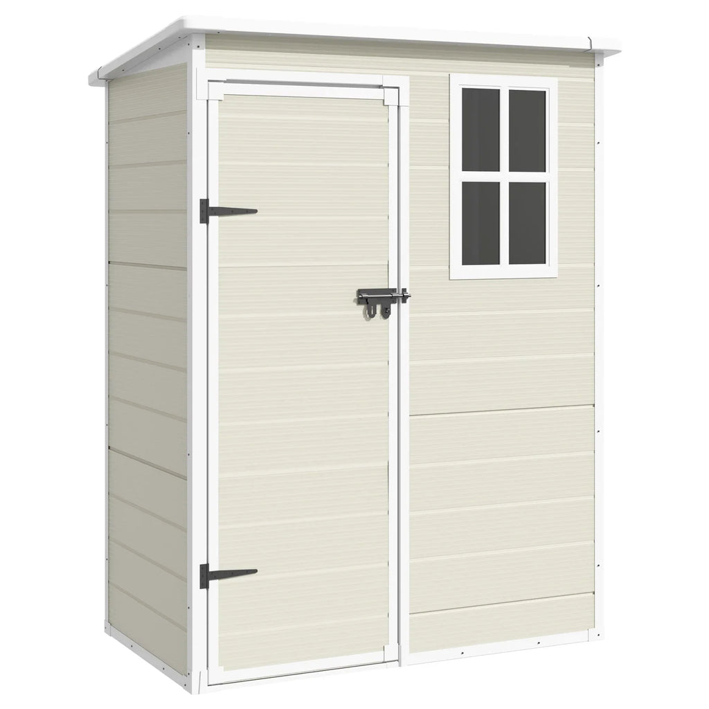 ELPOSUN Outdoor Storage Shed 6x4.5 ft, Resin Outside Sheds & Outdoor Storage Plastic for Trash Can, Bike, Lawnmower, Generator, Tool Shed with Lockable Door for Backyard, Lawn, Patio, Grey & White