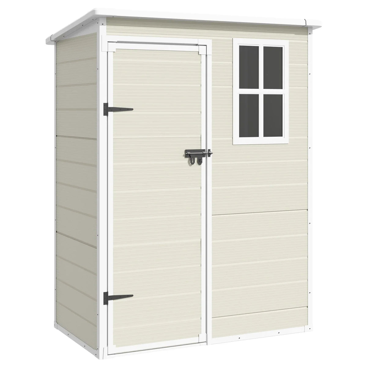 ELPOSUN Outdoor Storage Shed 6x4.5 ft, Resin Outside Sheds & Outdoor Storage Plastic for Trash Can, Bike, Lawnmower, Generator, Tool Shed with Lockable Door for Backyard, Lawn, Patio, Grey & White