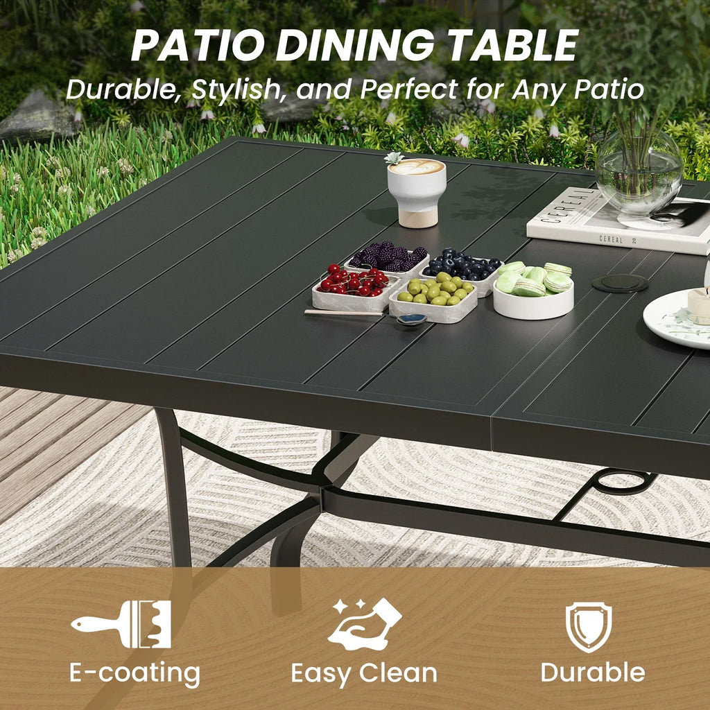 STARY Patio Dining Table 35"x35", Square Outdoor Dining Table with 1.57" Umbrella Hole for Patio Graden Backyard and Poolside