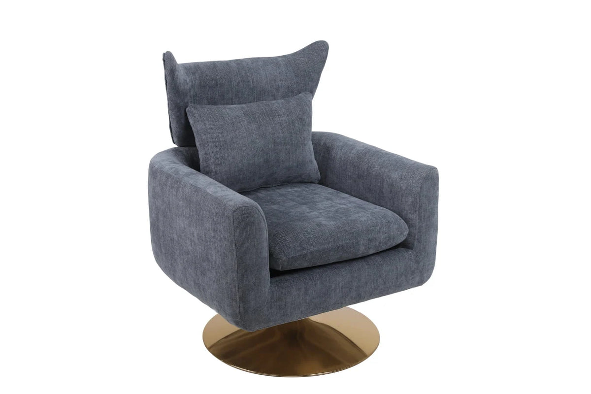 Swivel Accent Chair, Mid Century Modern 360 Degree Comfy Armchair with Wraparound Backrest, Linen Upholstered Single Sofa Chair for Living Room, Bedroom, Office, Orange