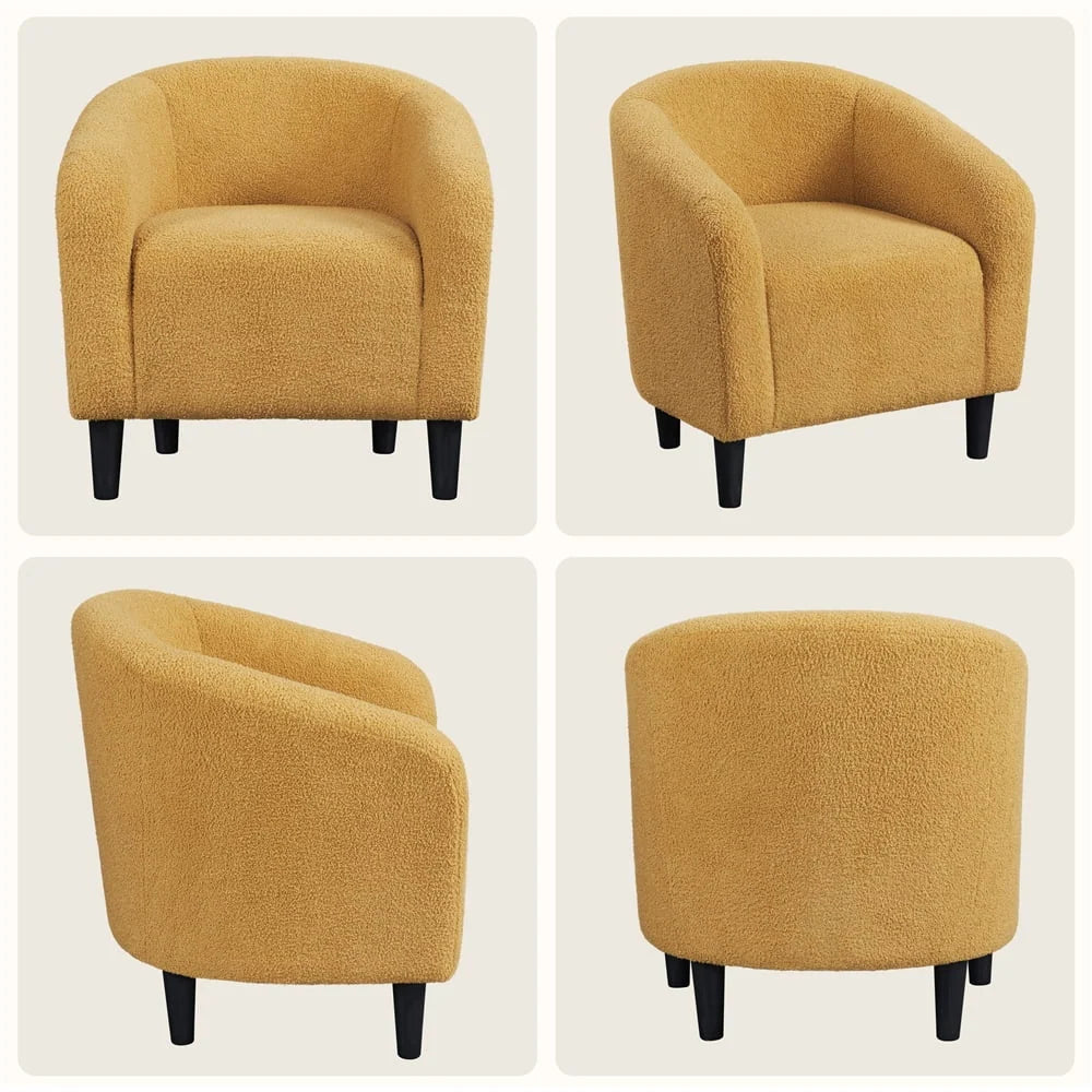 Topeakmart 2pcs Boucle Club Accent Chair for Livingroom, Ivory