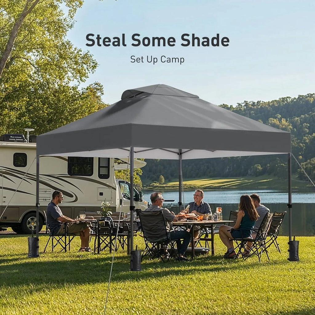 CHITOOMA 10 x 10ft Pop up Canopy Tent, Instant Outdoor Shelter Easy Portable Straight Leg Canopy Tent with Pockets Sidewall, White
