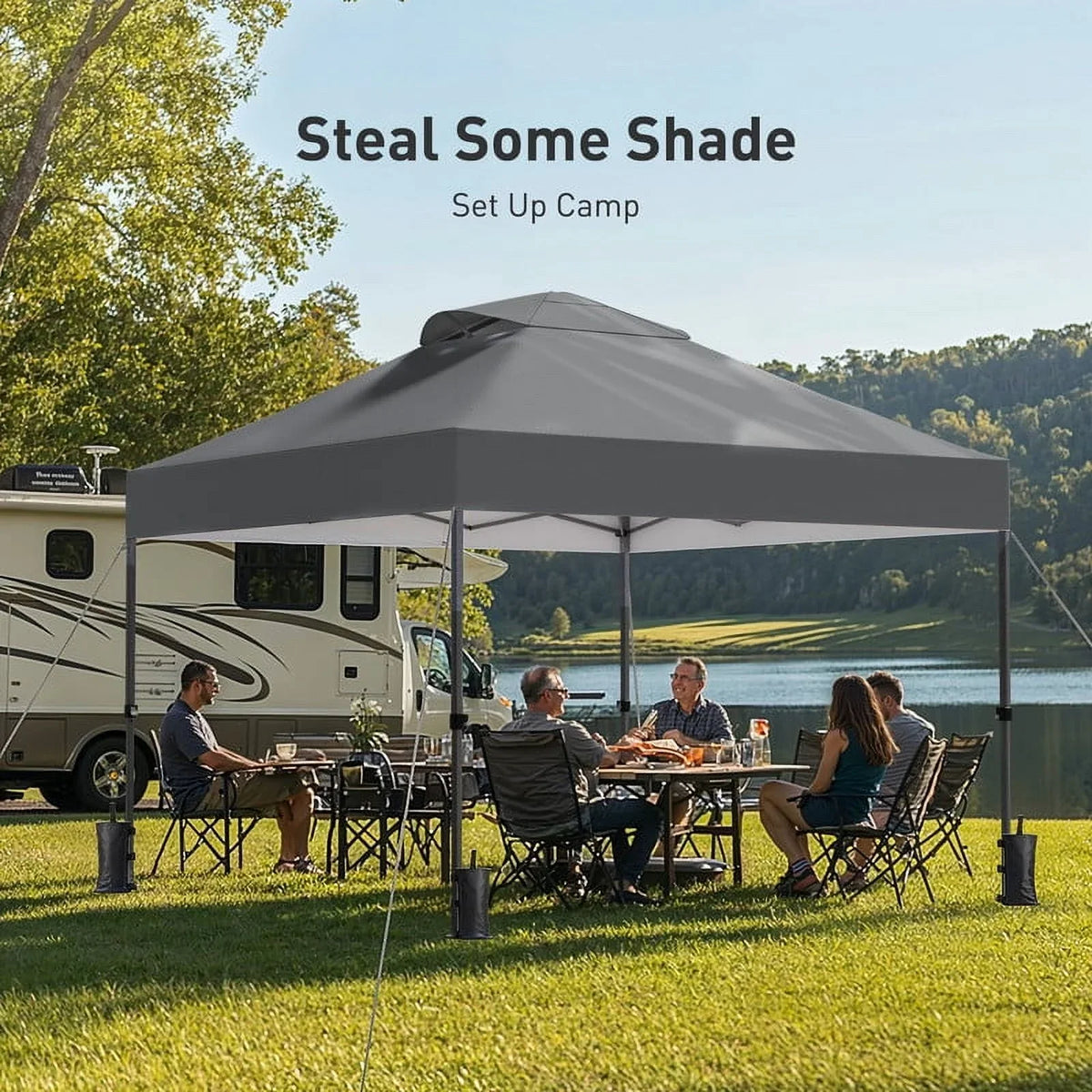 CHITOOMA 10 x 10ft Pop up Canopy Tent, Instant Outdoor Shelter Easy Portable Straight Leg Canopy Tent with Pockets Sidewall, White