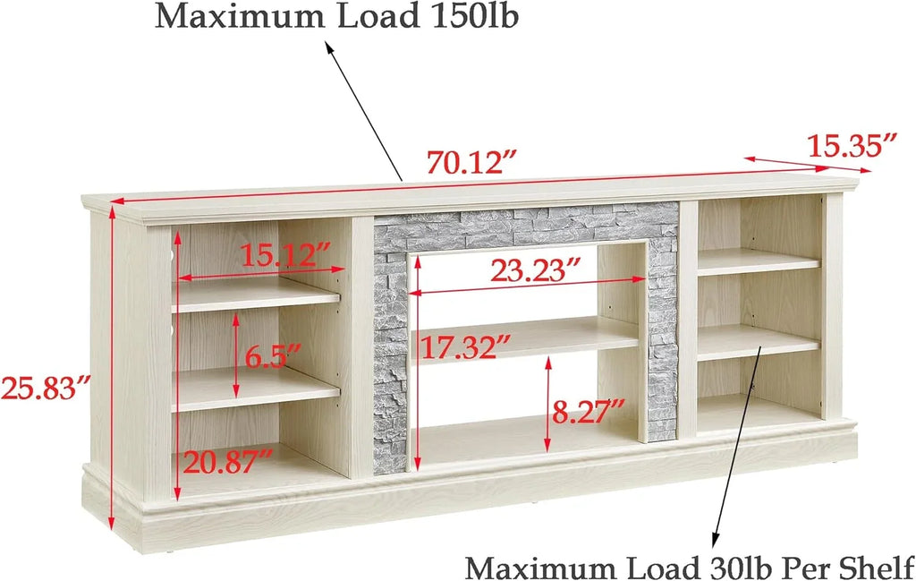 70 Inch TV Stand for TVs up to 80 Inch, Entertainment Center with Storage for Living Room, TV Console for Bedroom, Media Console for 40/50/55/60/65/70/75/80 Inch TV, White