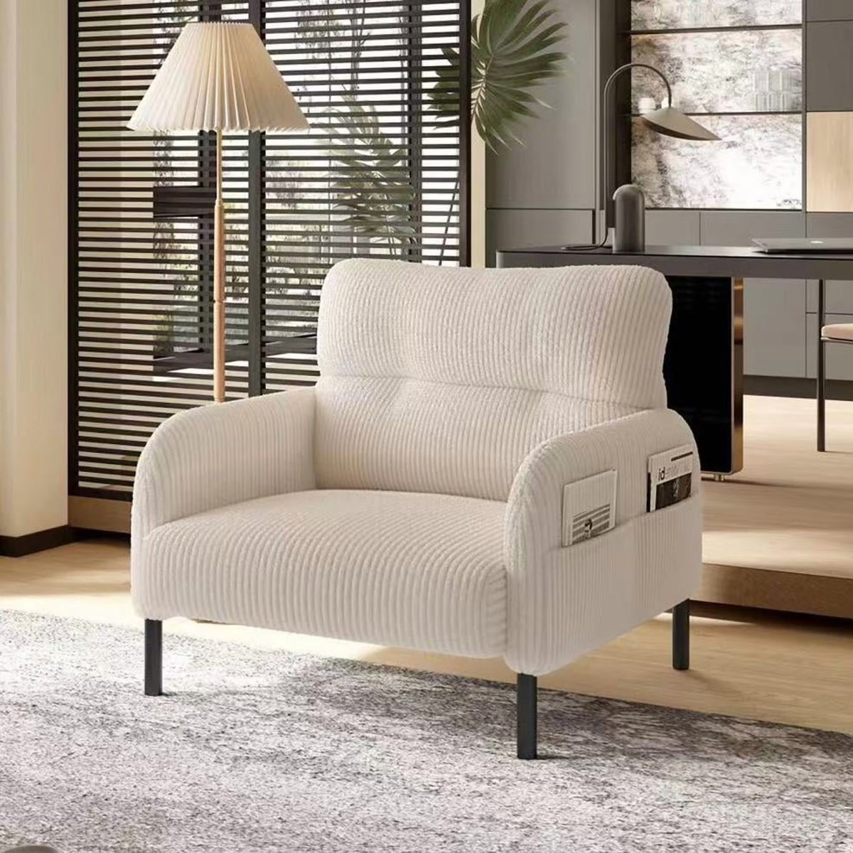 Modern Accent Chair,Armchair,Corduroy Fabric Sofa Chairs,Upholstered Armchair for Living Room,Bedroom,Office,Olive Green