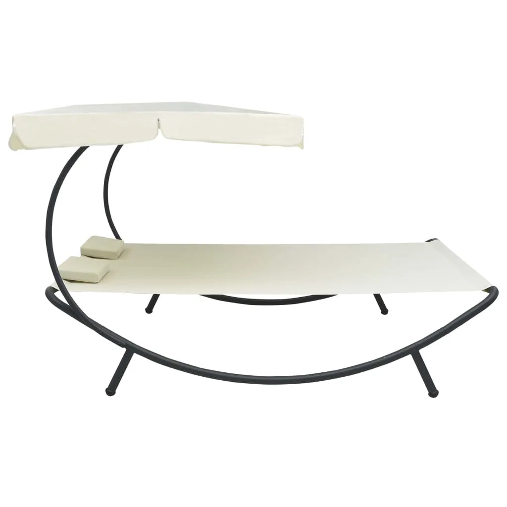 vidaXL Outdoor Double Chaise Lounge Patio Lounge Bed with Canopy and Pillows