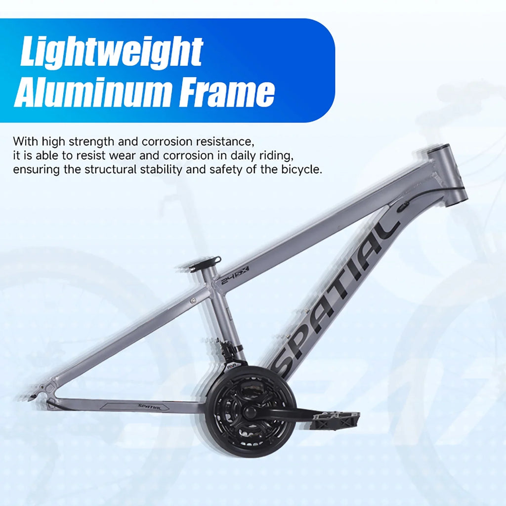 SPATIAL 24 inch Mountain Bicycle for Teenagers,21-Speed Gears MTB Mountain Bikes,Aluminum Frame Dual Disc Brakes