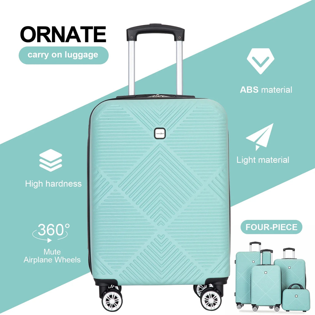 Tripcomp Luggage Sets 4 Piece Suitcase Set (14/20/24/28)Hardside Suitcase with Spinner Wheels Lightweight Carry on Luggage(Black)