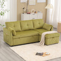 Villeston L-Shaped 3-Seat Sofa with Pull-Out Bed, with Storage Chaise Couch for Living Room, Chenille Fabric,Olive